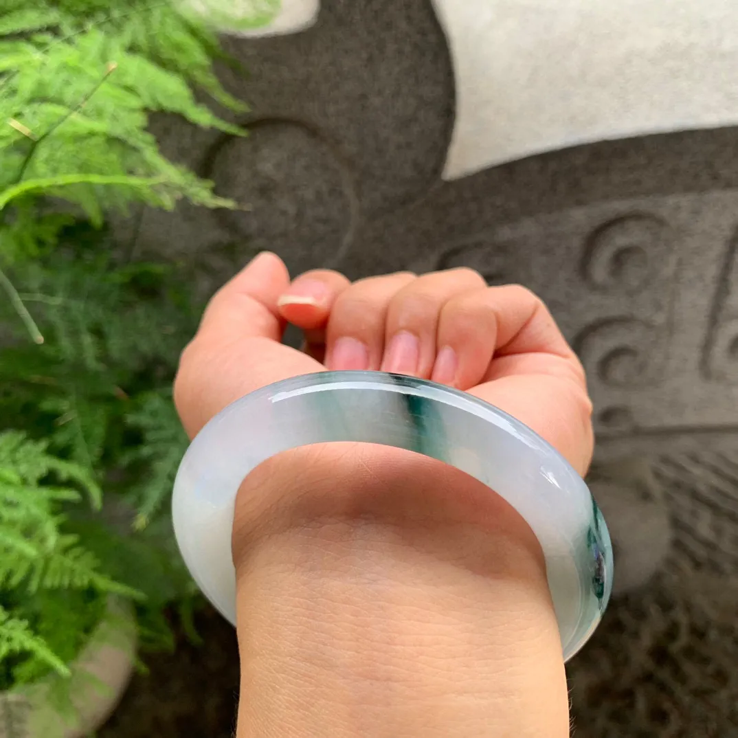圈口54.7-11.2 【冰飘花圆条手镯】圆条54 55可戴