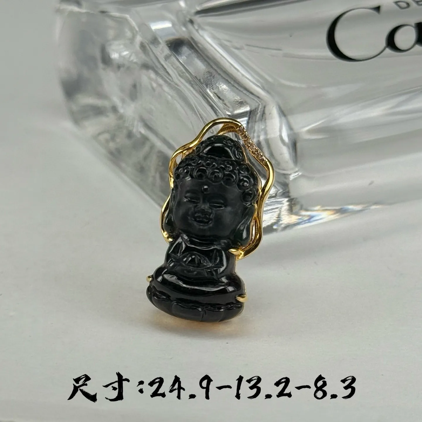 精品墨翠宝宝佛 种好色正 黑度极好 打灯通透 尺寸24.9