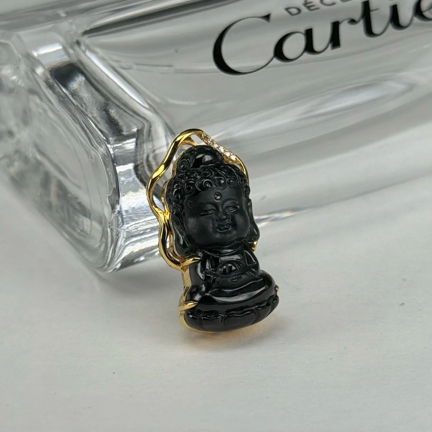 精品墨翠宝宝佛 种好色正 黑度极好 打灯通透 尺寸24.9