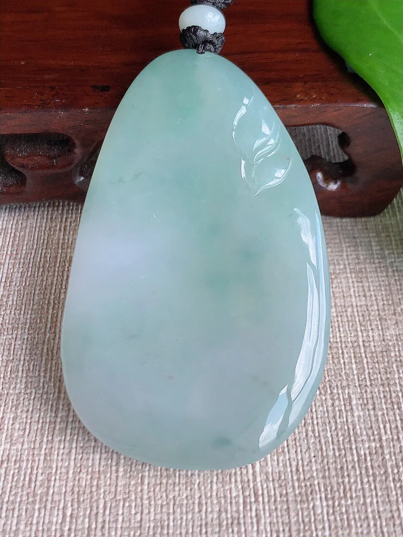 a货翡翠老坑冰种晴水文殊菩萨吊坠 尺寸61.3×36.5×6.7mm 重量38.73g 0708