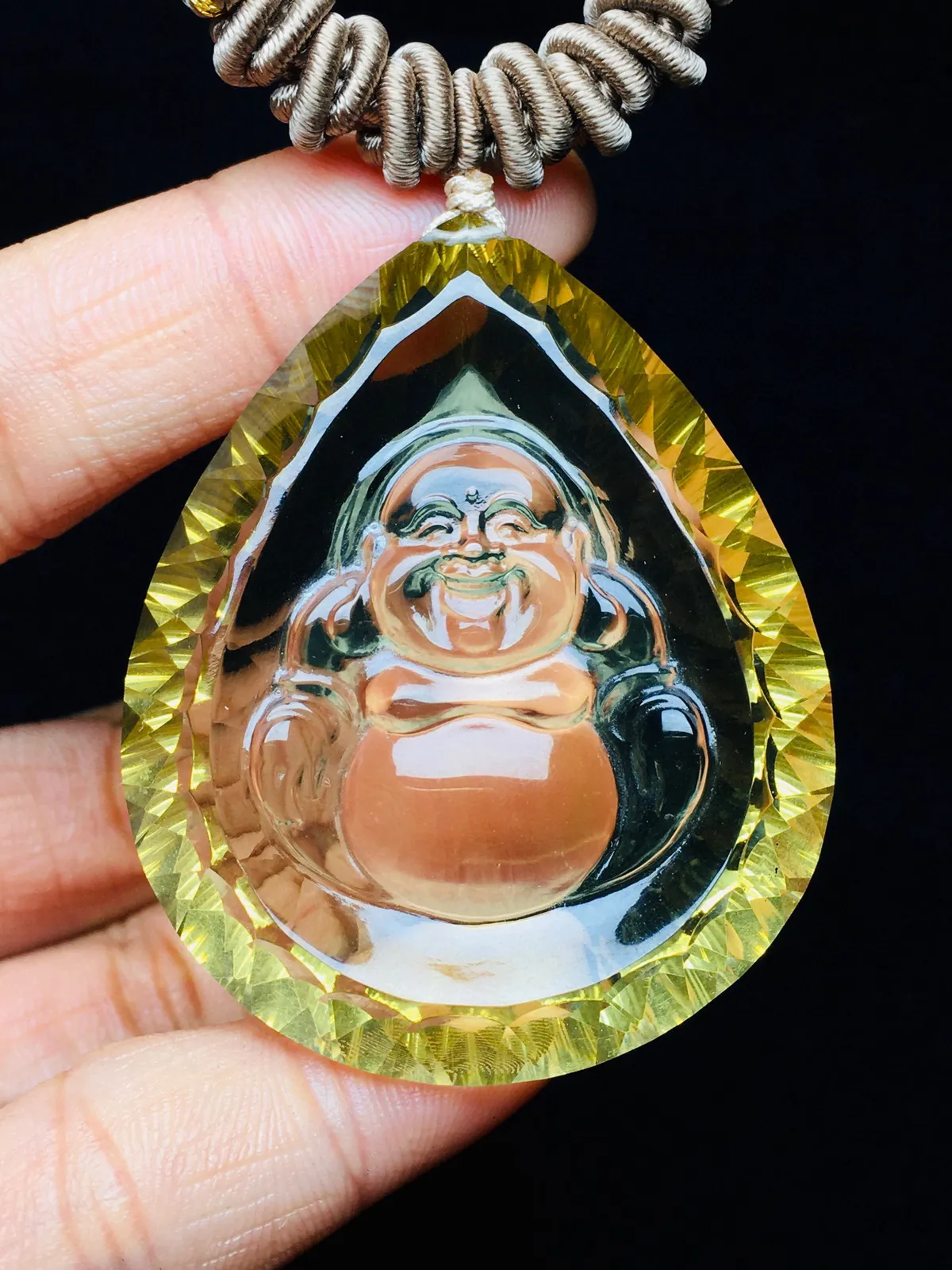 佛佑安康 精品天然黄水晶弥勒佛千禧面大吊坠  切工精湛，闪烁璀璨 黄水晶是财富水晶、招财圣