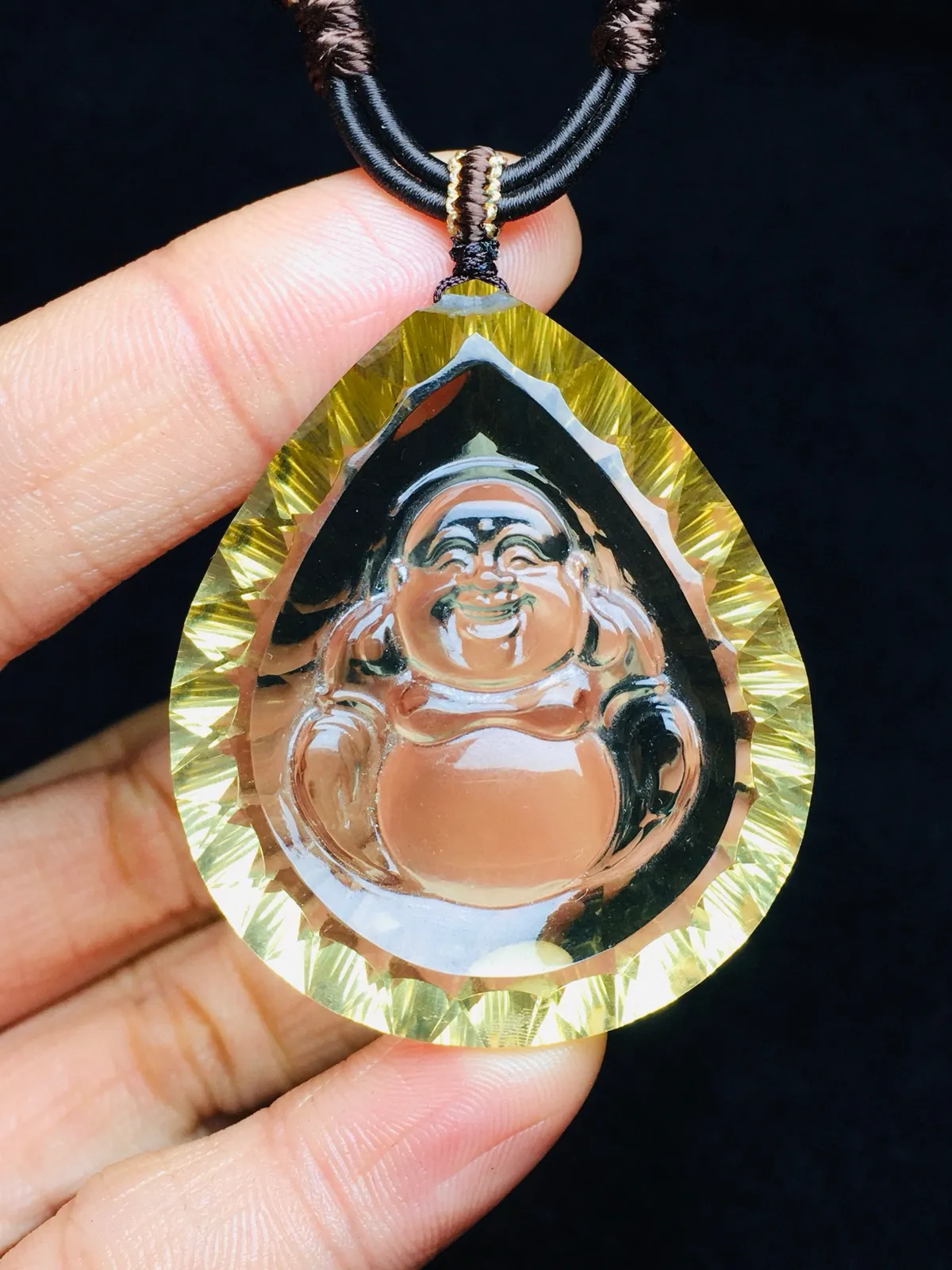 佛佑安康 精品天然黄水晶弥勒佛千禧面大吊坠  切工精湛，闪烁璀璨 黄水晶是财富水晶、招财圣