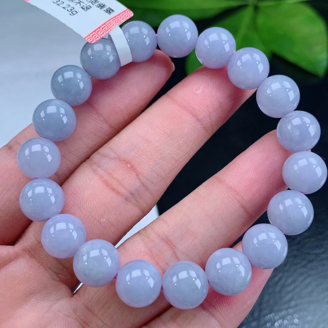 缅甸天然翡翠A货 老坑料起胶冰润 紫罗兰圆珠手串 手链
尺寸9.7mm   y  32.23
