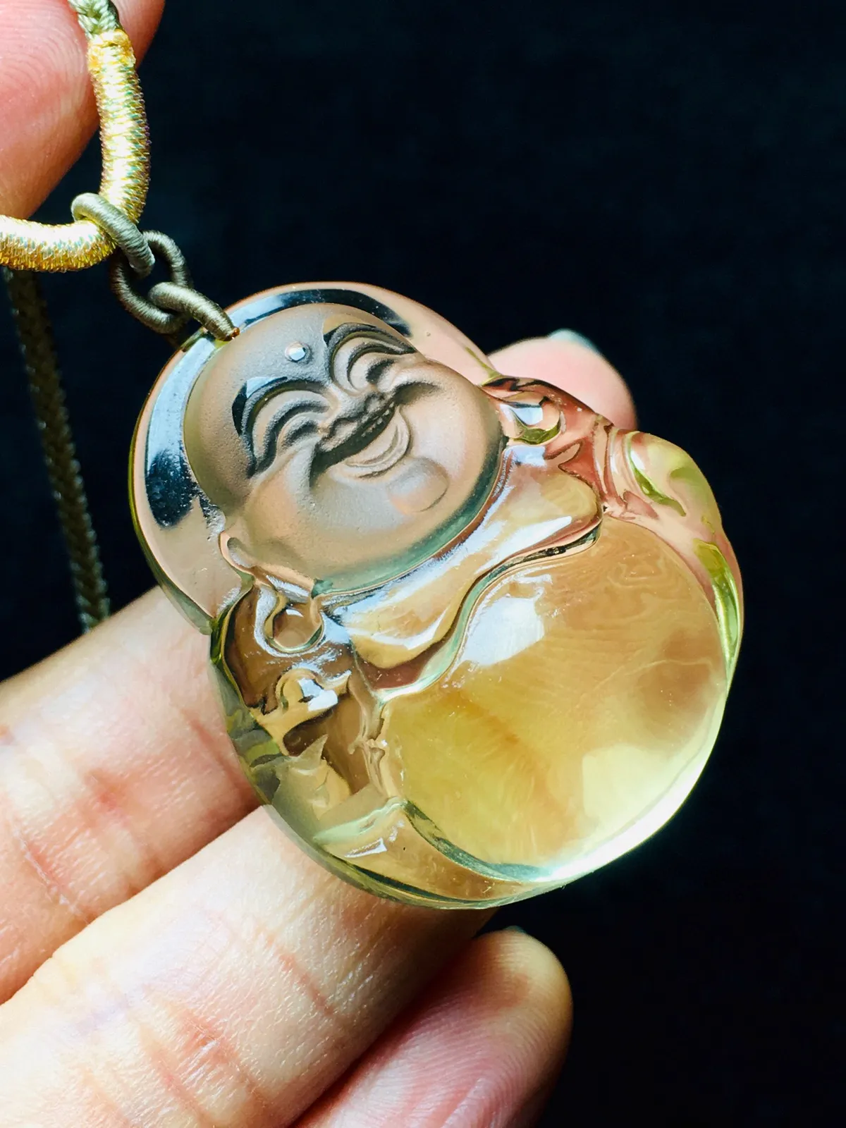 福气满满的佛公 天然黄水晶平安佛大肚佛吊坠  开脸精致，黄水晶是财富水晶、招财圣品佛法无