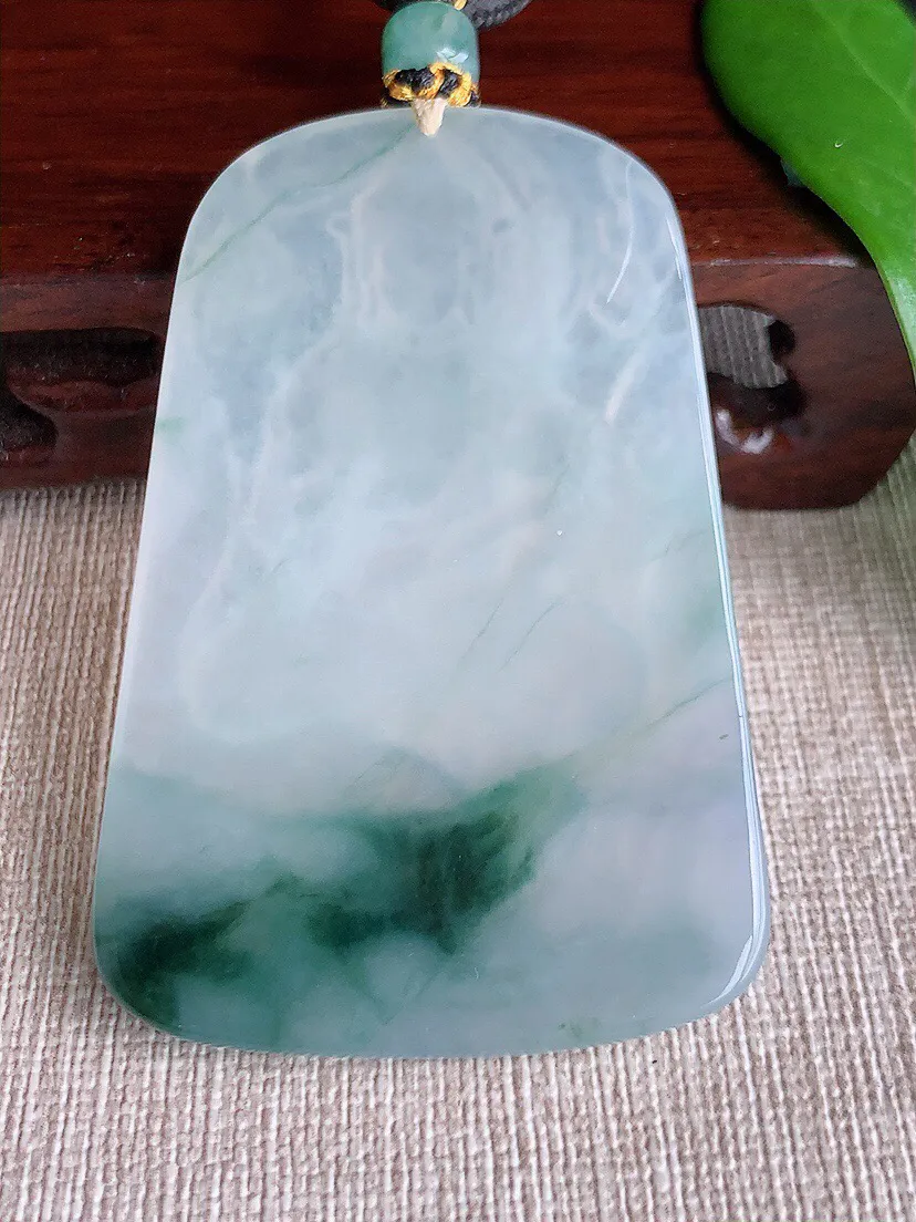 a货翡翠老坑冰种飘花普贤菩萨吊坠 尺寸61.5×41×4.7mm 重量34.77g 0708