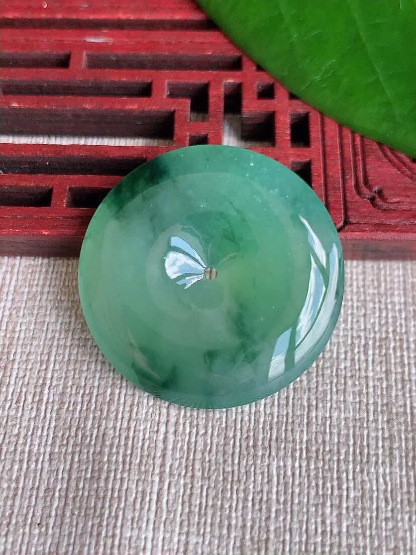 a货翡翠老坑冰种飘花平安扣吊坠 尺寸30.8×5.6mm 重量11.48g 0708
