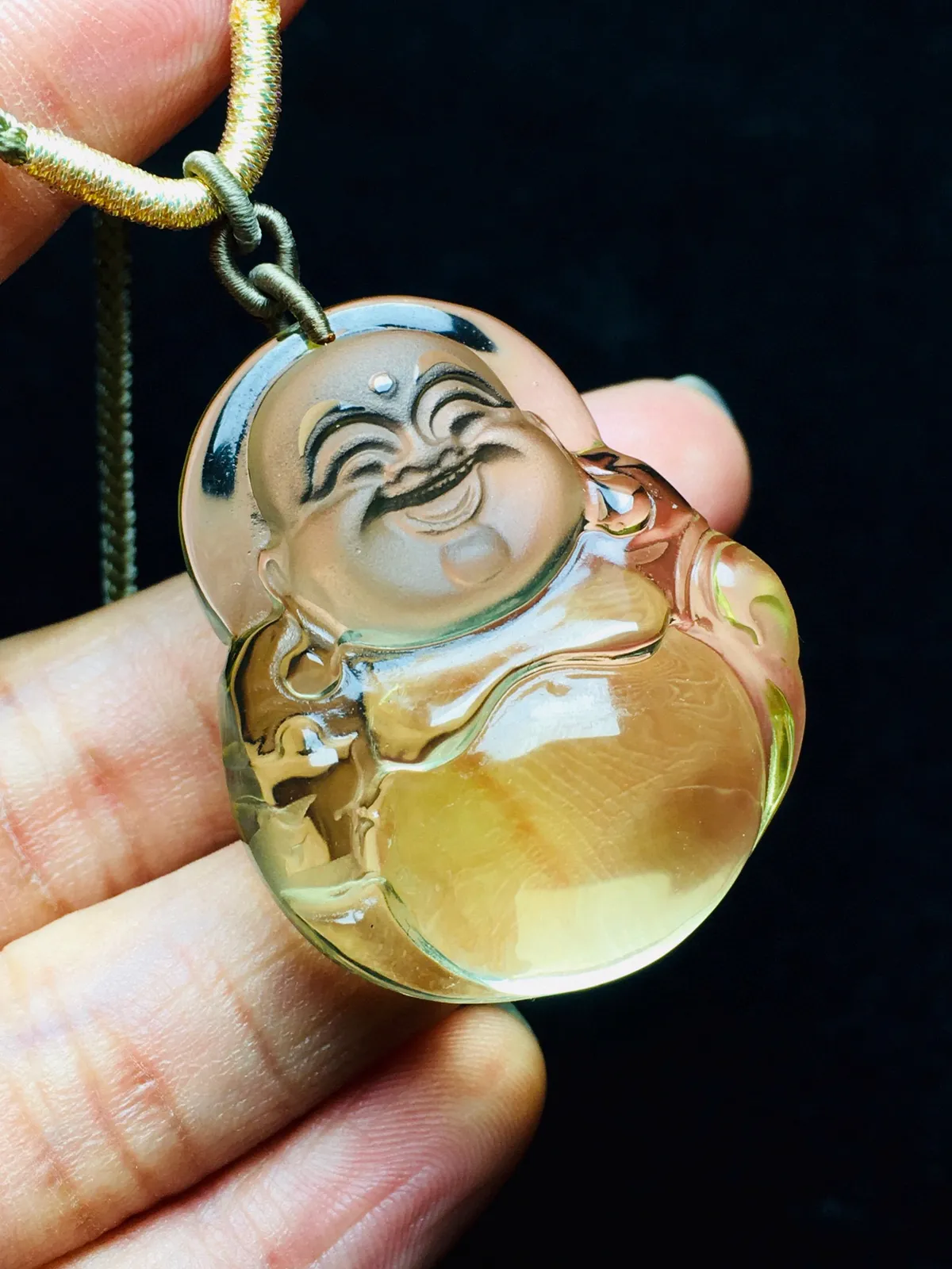 福气满满的佛公 天然黄水晶平安佛大肚佛吊坠  开脸精致，黄水晶是财富水晶、招财圣品佛法无