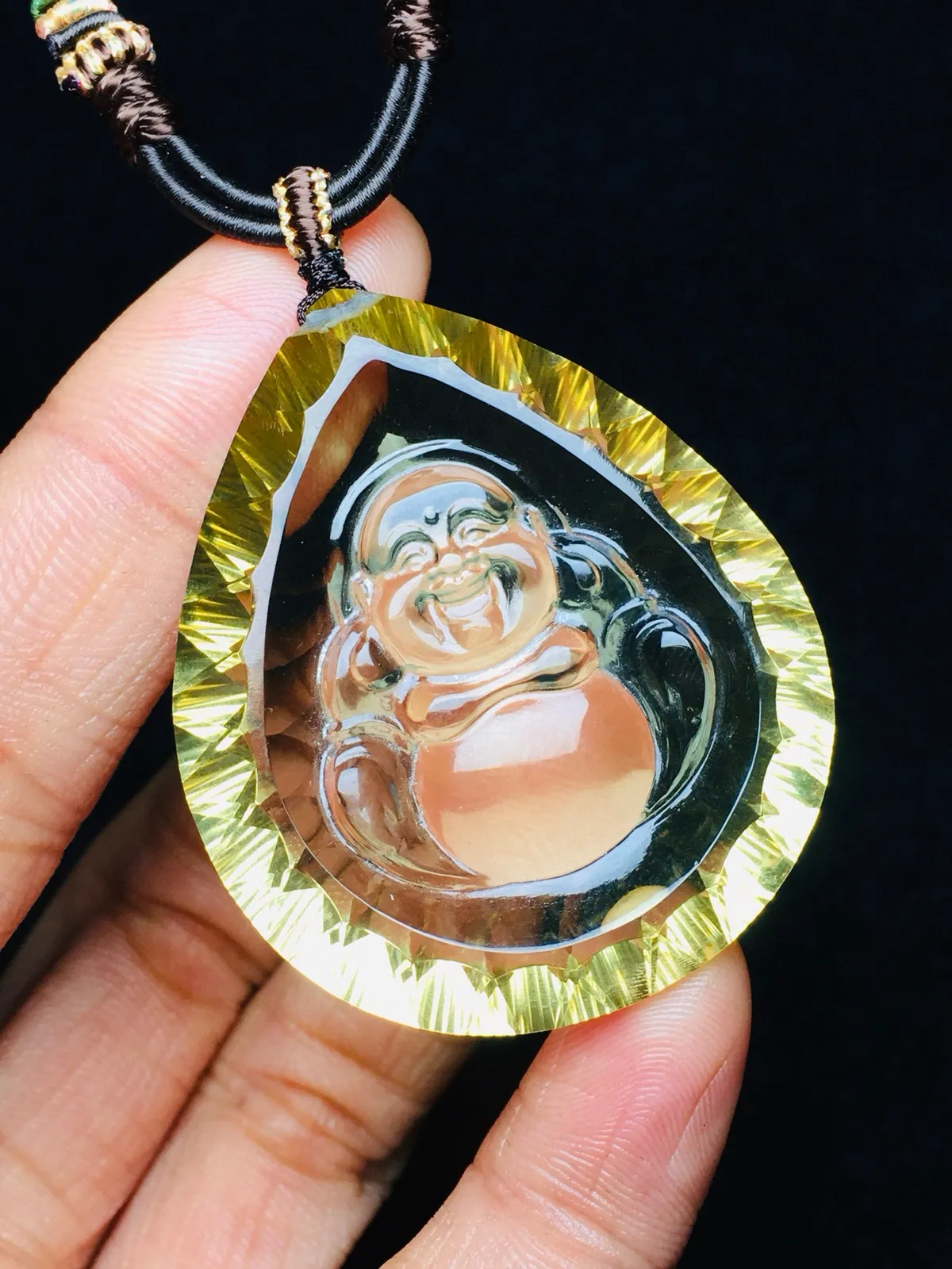 佛佑安康 精品天然黄水晶弥勒佛千禧面大吊坠  切工精湛，闪烁璀璨 黄水晶是财富水晶、招财圣