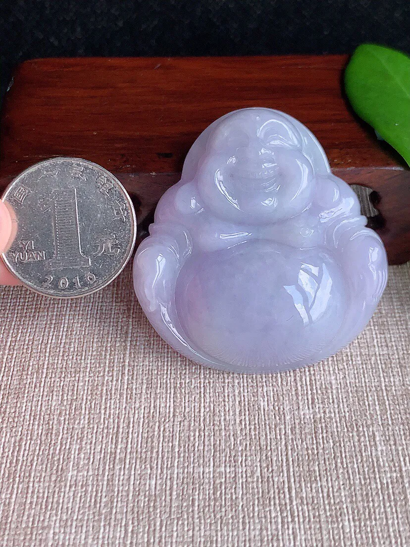 a货翡翠老坑冰种紫罗兰大佛公吊坠 尺寸46.5×44.5×12.4mm 重量42.90g 0708