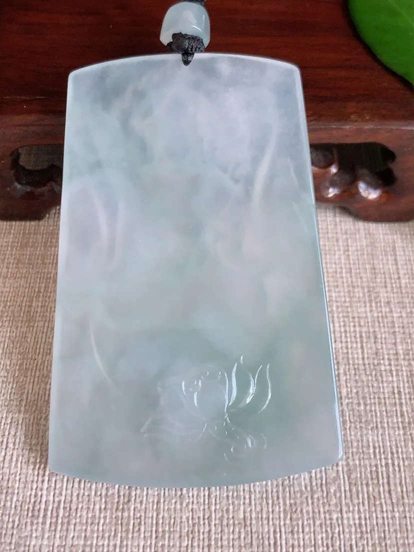a货翡翠老坑冰种文殊菩萨吊坠 尺寸65.6×42.7×6mm 重量43.59g 0708