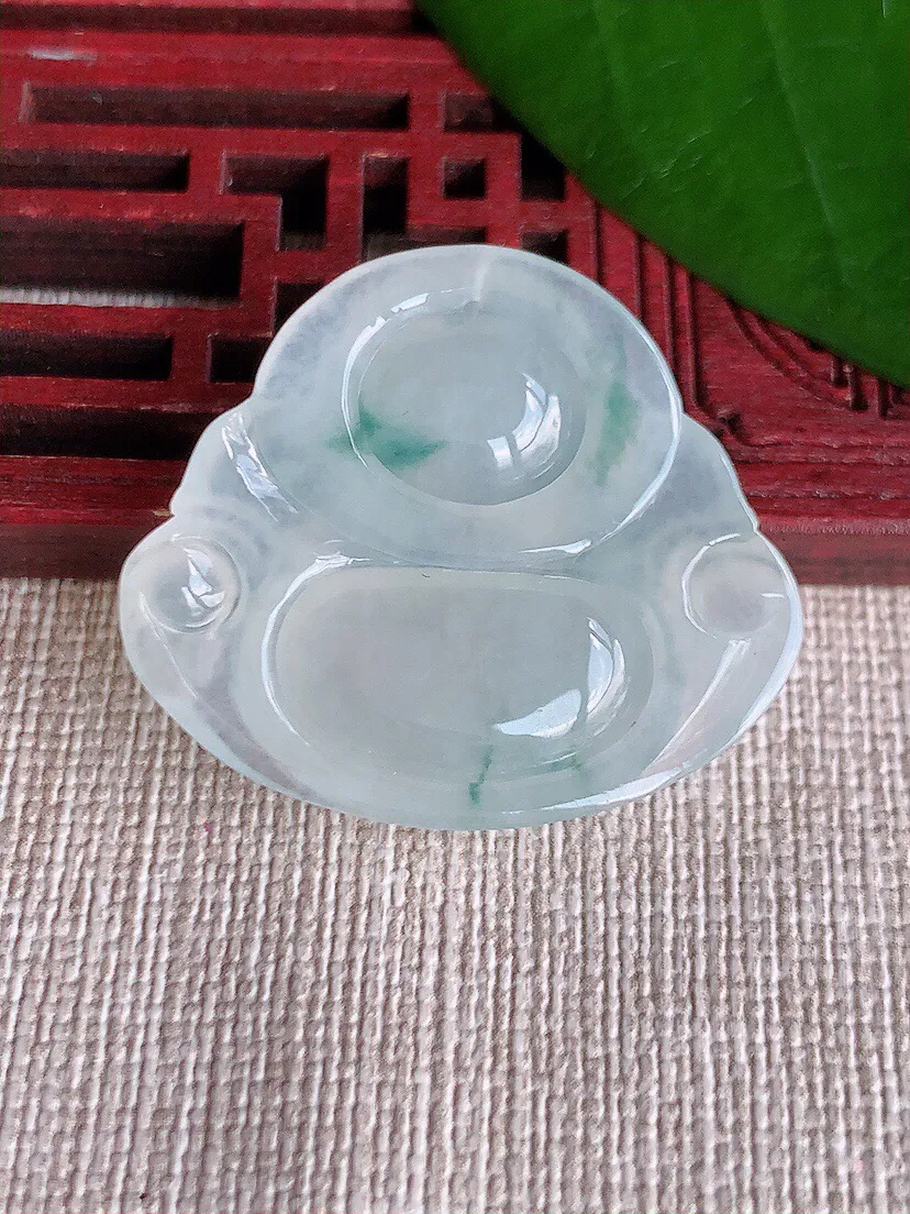 a货翡翠老坑冰种飘花佛公吊坠 尺寸28×32.4×5.8mm 重量8.50g 0708