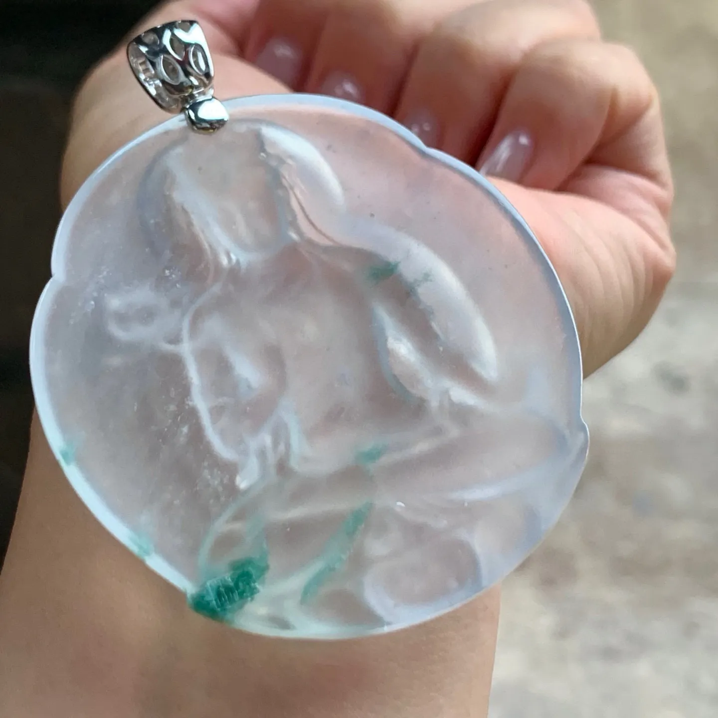 冰种飘花度母
种老 金扣