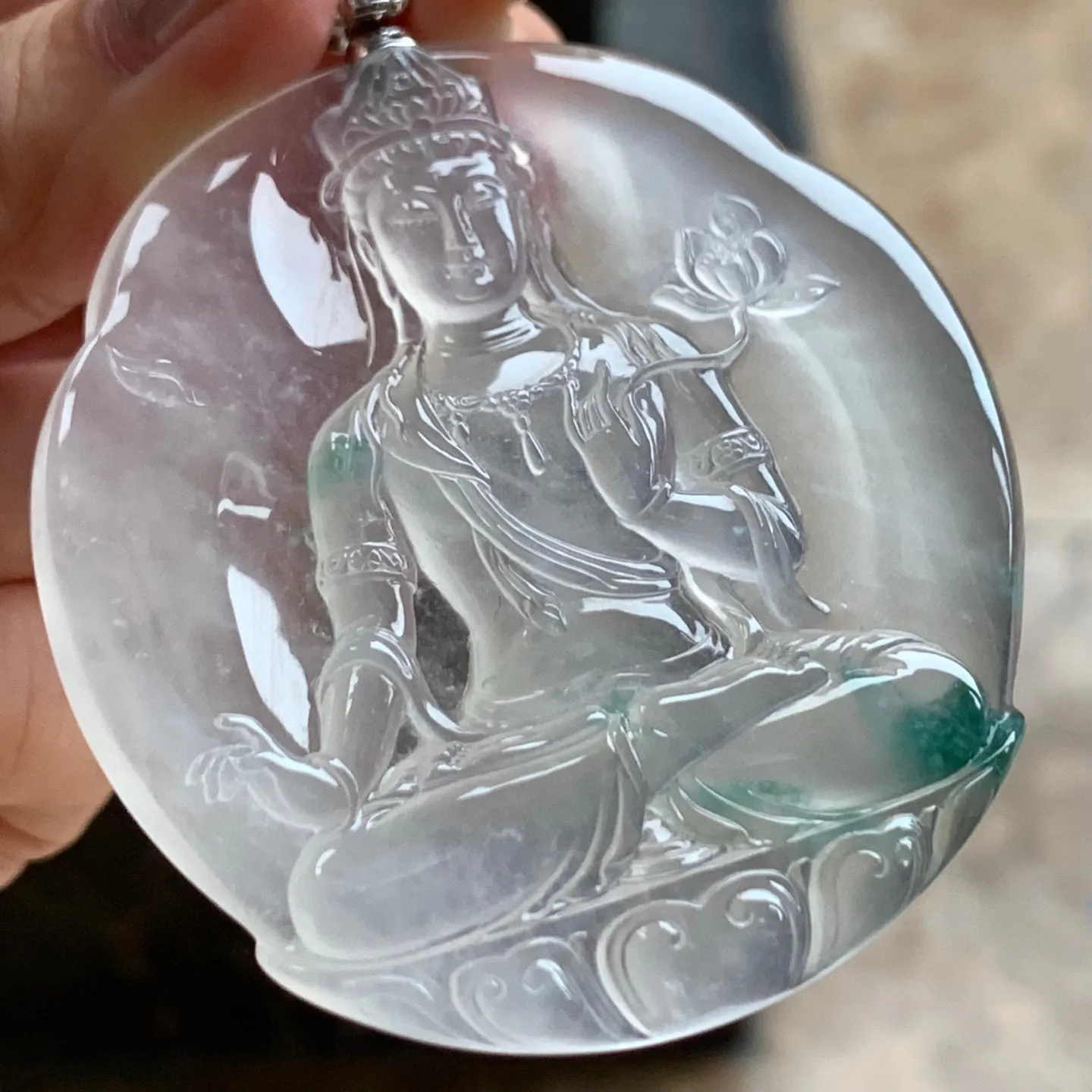 冰种飘花度母
种老 金扣