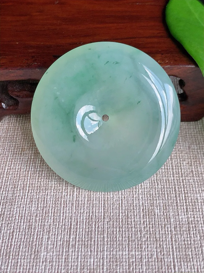 a货翡翠老坑冰种飘花大平安扣吊坠 尺寸43.8×8.3mm 重量33.73g 0709