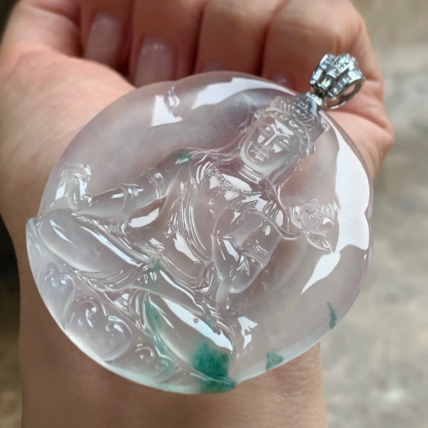 冰种飘花度母
种老 金扣