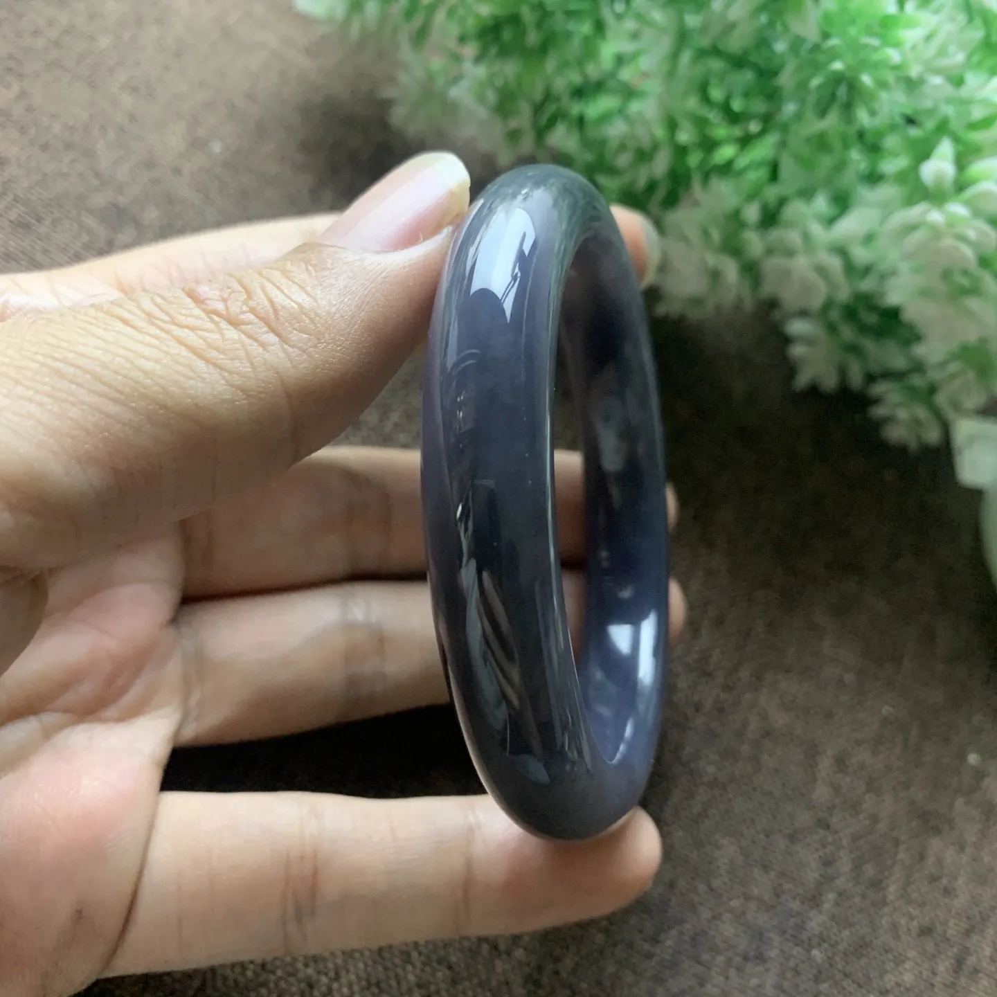 和田玉53.4圈口帝王紫手镯！玉质细腻油润 底色纯净 脂粉好，品质好！