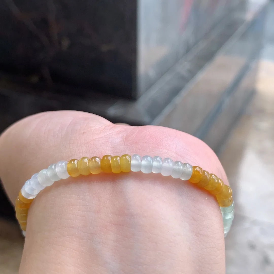 拼色算盘珠手串
黄+白

尺寸5