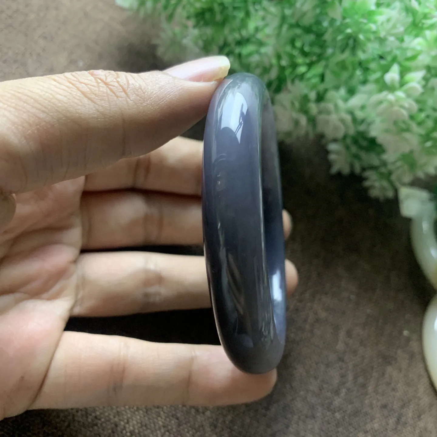 和田玉53.4圈口帝王紫手镯！玉质细腻油润 底色纯净 脂粉好，品质好！