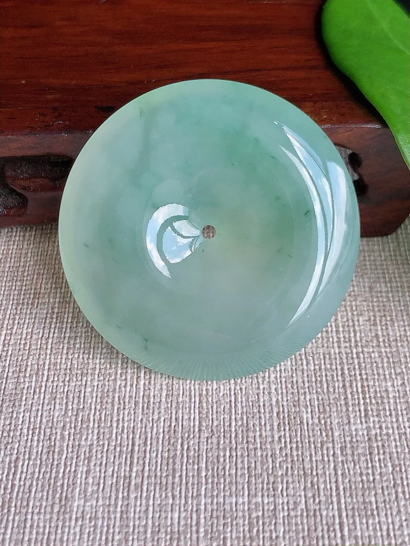 a货翡翠老坑冰种飘花大平安扣吊坠 尺寸43.8×8.3mm 重量33.73g 0709
