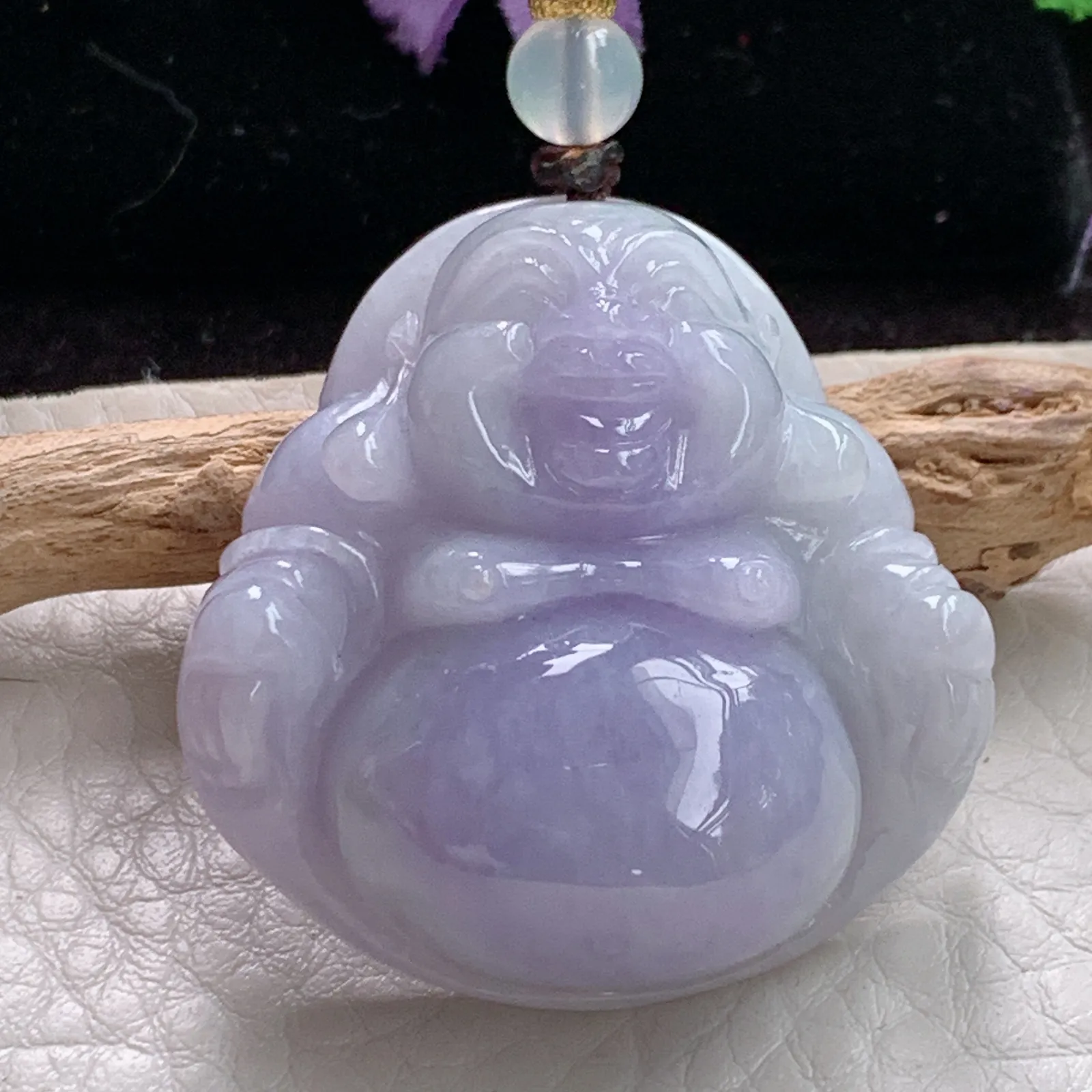 zen实拍36.5*35.5*14.5老坑精雕饱满紫罗兰翡翠佛公 尼勒佛玉吊坠 玉挂件