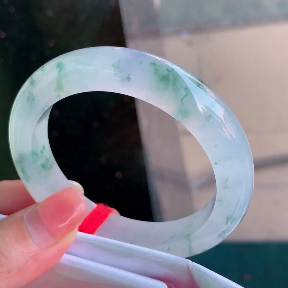 正圈冰紫绿花 无瑕 尺寸:53.2/11.6/9  一幅山水画 花美 种色俱佳🥰🥰