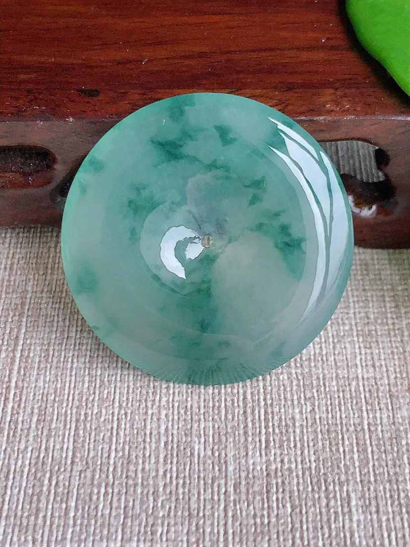 a货翡翠老坑冰种飘花大平安扣吊坠 尺寸36.8×5.8mm 重量16.84g 0710