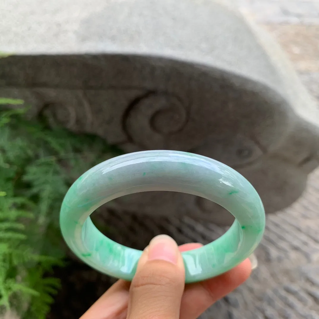 圈口55.7-13.2-9 【飘绿正圈手镯】正圈55 56可戴
