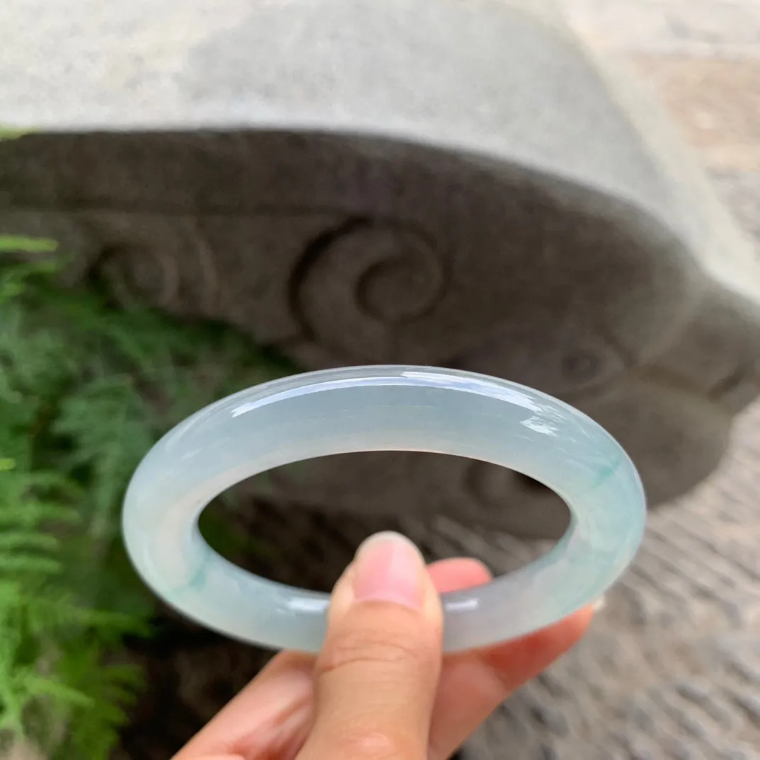 圈口 55.8-10.1【冰晴蓝圆条手镯】圆条55 56可戴