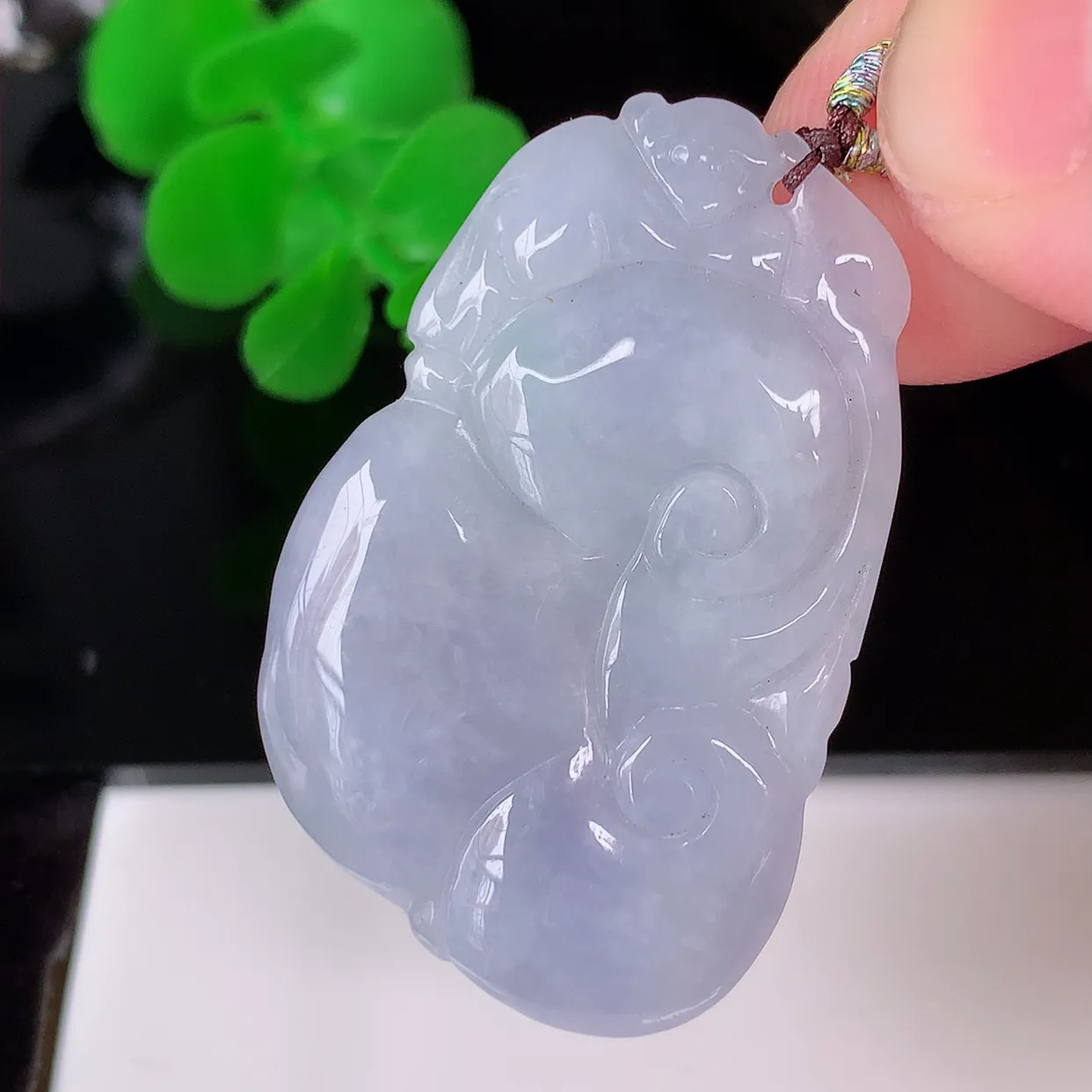 自然光实拍，冰润紫罗兰如意吊坠，翡翠如意，上身效果非常美，饱满大气，工艺美，万事如意，如意一生 #5