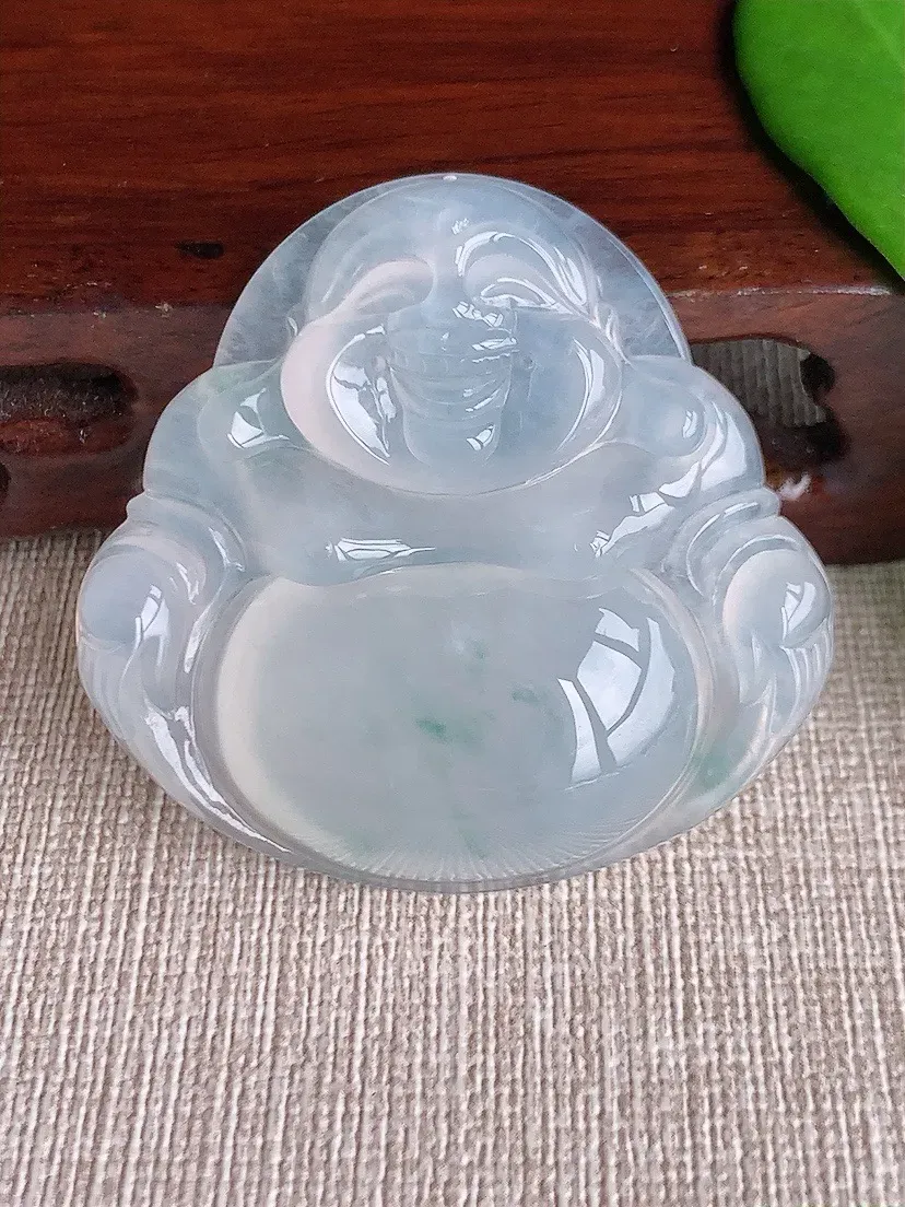 a货翡翠老坑冰种飘花大佛公吊坠 尺寸43×45.5×9mm 重量23.96g 0710