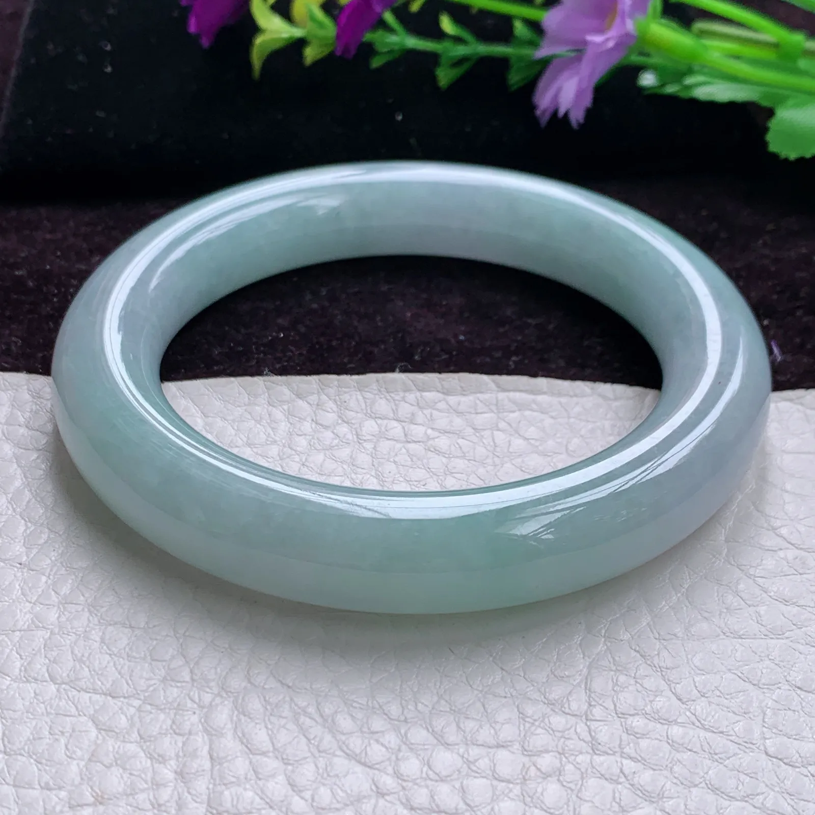 Jx大圈口60*12.3胖圆镯 精美清新水润圆条翡翠玉手镯 美人镯