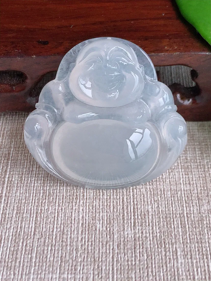 a货翡翠老坑冰种白月光大佛公吊坠 尺寸37.5×40.4×8.8mm 重量19.72g 0710