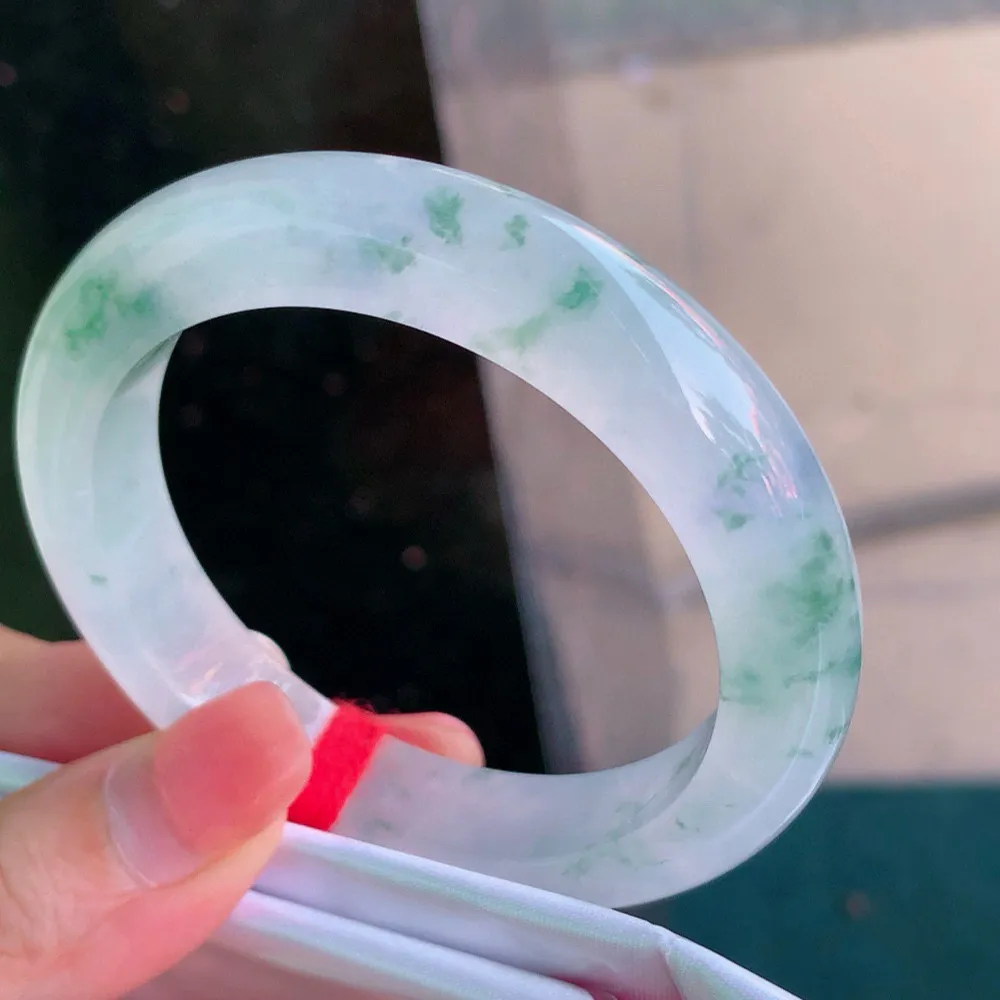 正圈冰紫绿花 无瑕 尺寸:53.2/11.6/9  一幅山水画 花美 种色俱佳🥰🥰
