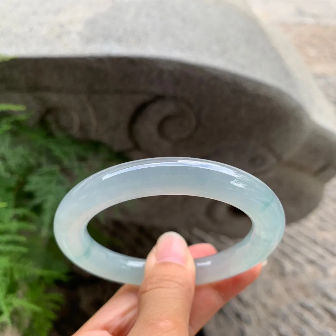 圈口 55.8-10.1【冰晴蓝圆条手镯】圆条55 56可戴