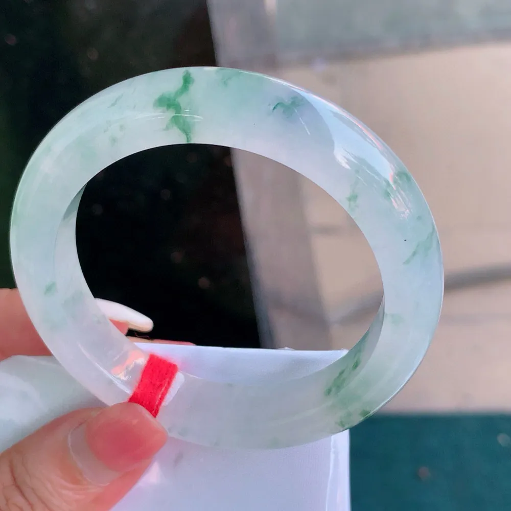 正圈冰紫绿花 无瑕 尺寸:53.2/11.6/9  一幅山水画 花美 种色俱佳🥰🥰