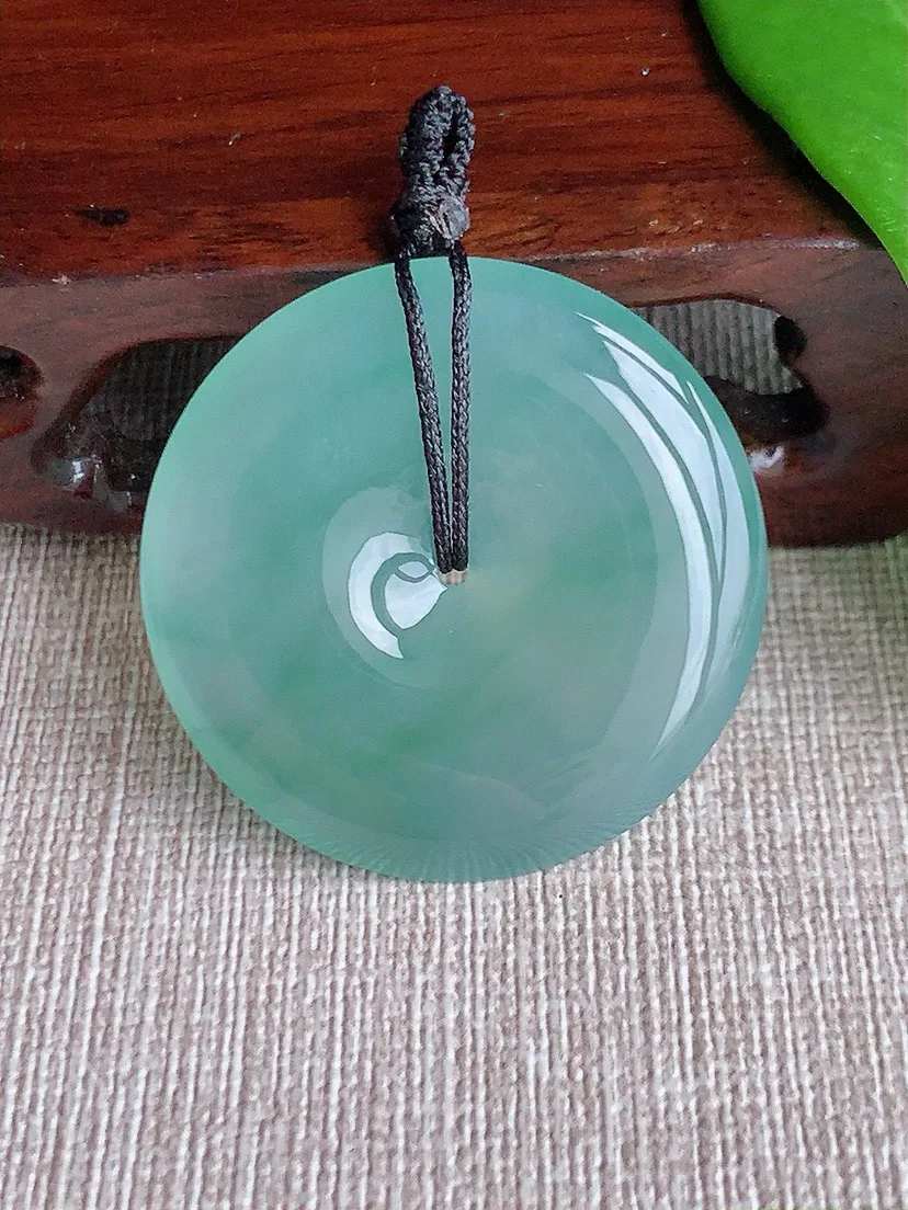 a货翡翠老坑冰种晴水大平安扣吊坠 尺寸34.4×5.2mm 重量13.60g 0710