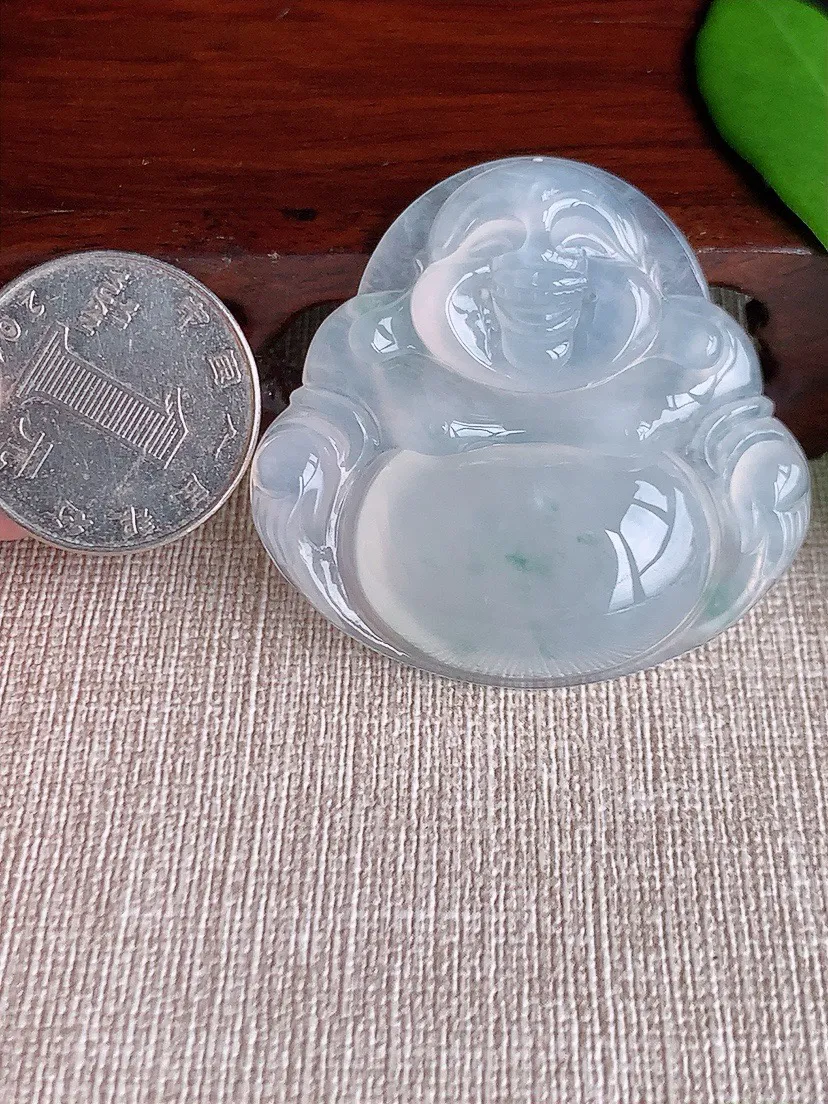 a货翡翠老坑冰种飘花大佛公吊坠 尺寸43×45.5×9mm 重量23.96g 0710