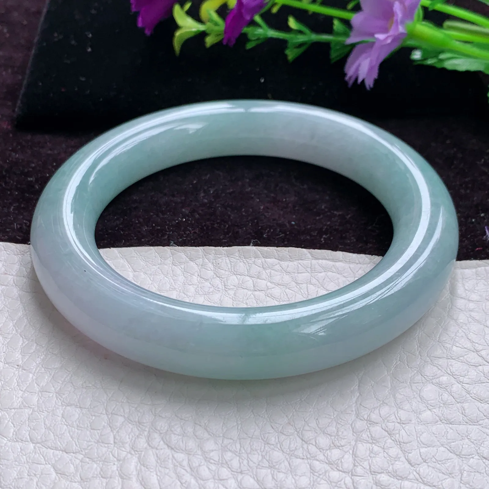 Jx大圈口60*12.3胖圆镯 精美清新水润圆条翡翠玉手镯 美人镯