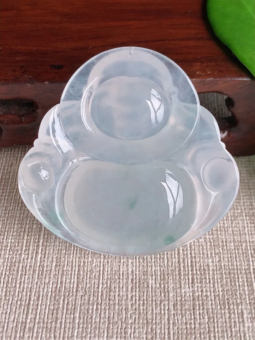 a货翡翠老坑冰种飘花大佛公吊坠 尺寸43×45.5×9mm 重量23.96g 0710