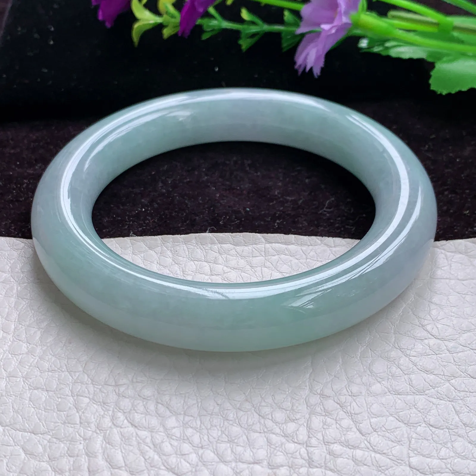 Jx大圈口60*12.3胖圆镯 精美清新水润圆条翡翠玉手镯 美人镯