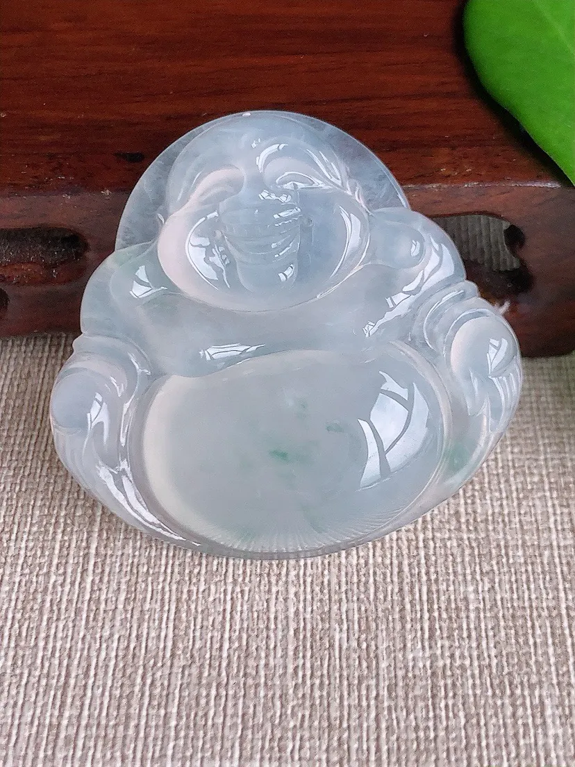 a货翡翠老坑冰种飘花大佛公吊坠 尺寸43×45.5×9mm 重量23.96g 0710