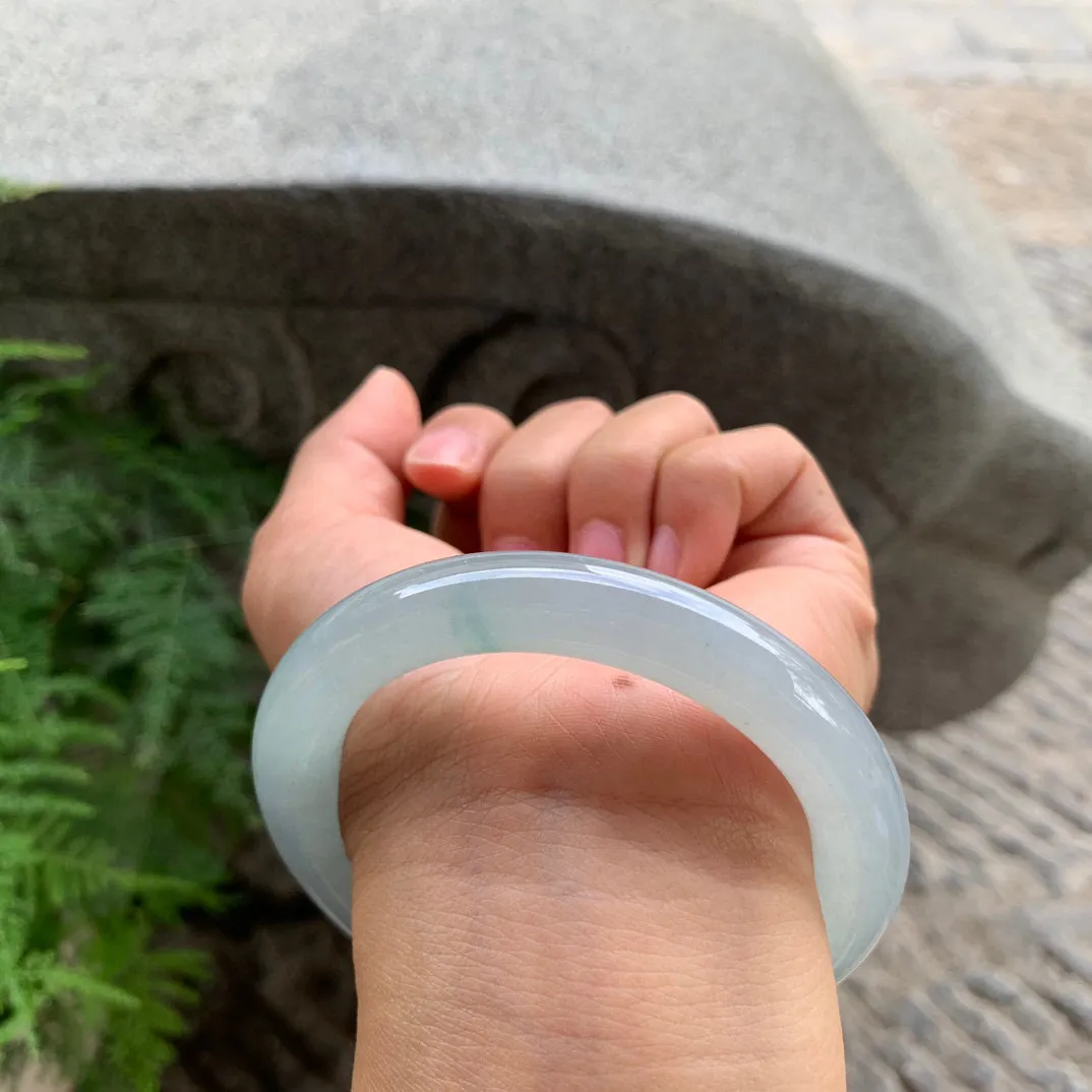 圈口 55.8-10.1【冰晴蓝圆条手镯】圆条55 56可戴