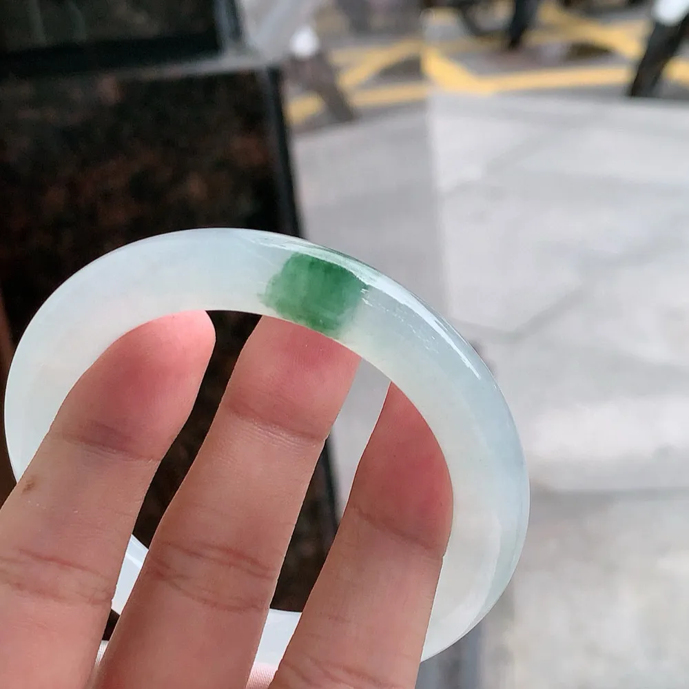圆条高冰飘花 一丝棉线 尺寸:55.4/9.9 花美 种水好🥰🥰