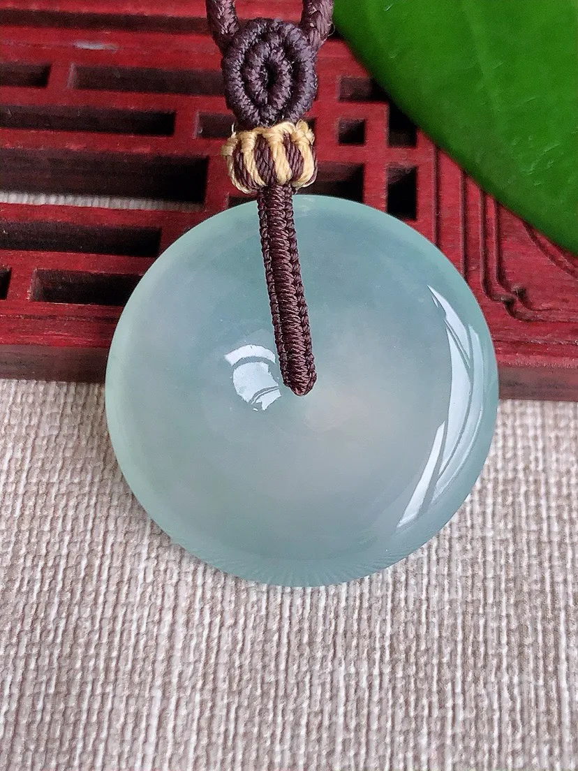 a货翡翠老坑冰种晴水平安扣吊坠 尺寸29.2×5.7mm 重量13.16g 0711