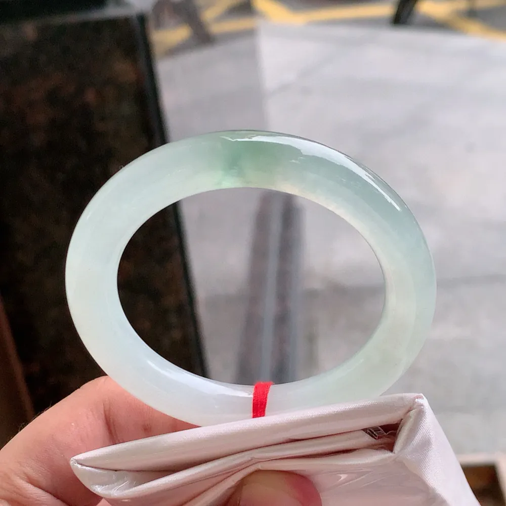 圆条高冰飘花 一丝棉线 尺寸:52.6/9.9 种水好