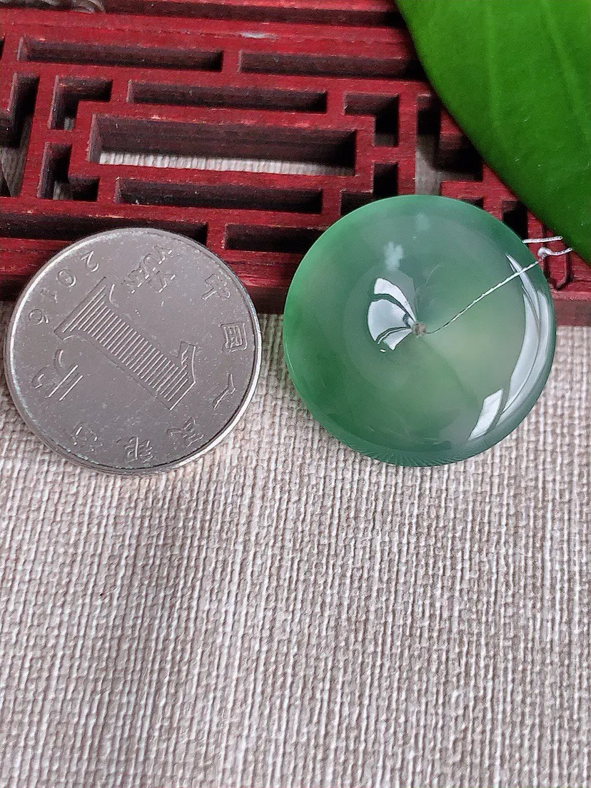 a货翡翠老坑冰种晴水平安扣吊坠 尺寸26.3×4.6mm 重量6.83g 0711