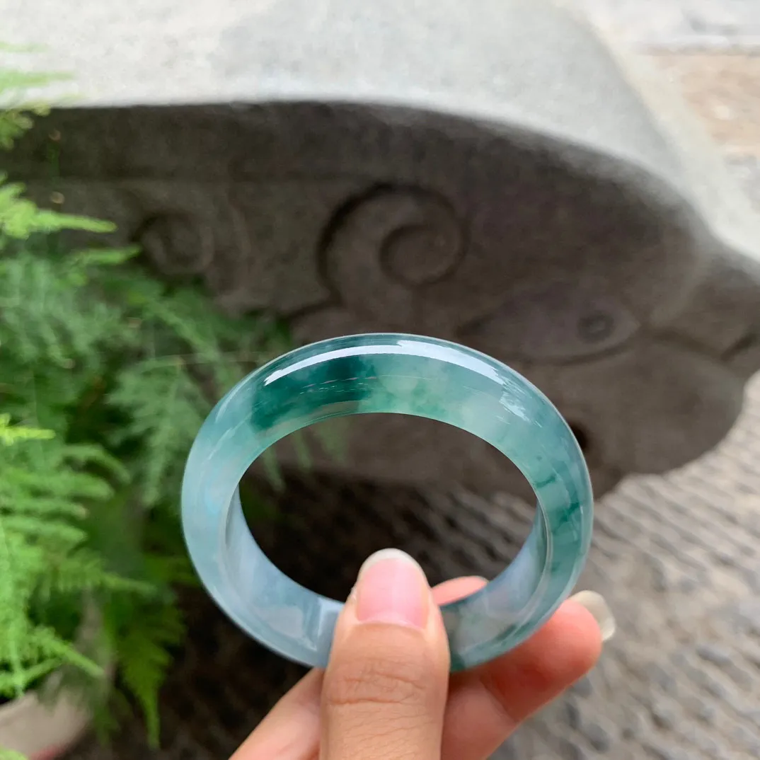 圈口 57-48.5-12.5-7.8【冰种飘花贵妃手镯】贵妃57 58可戴