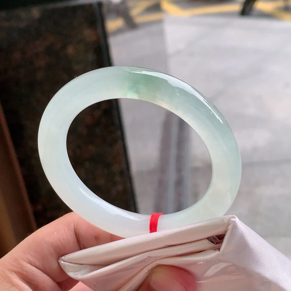 圆条高冰飘花 一丝棉线 尺寸:52.6/9.9 种水好