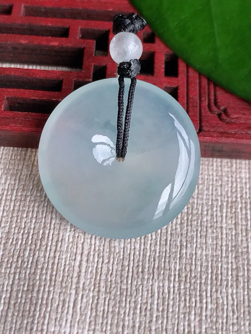 a货翡翠老坑冰种平安扣吊坠 尺寸26.8×5.4mm 重量9.11g 0711