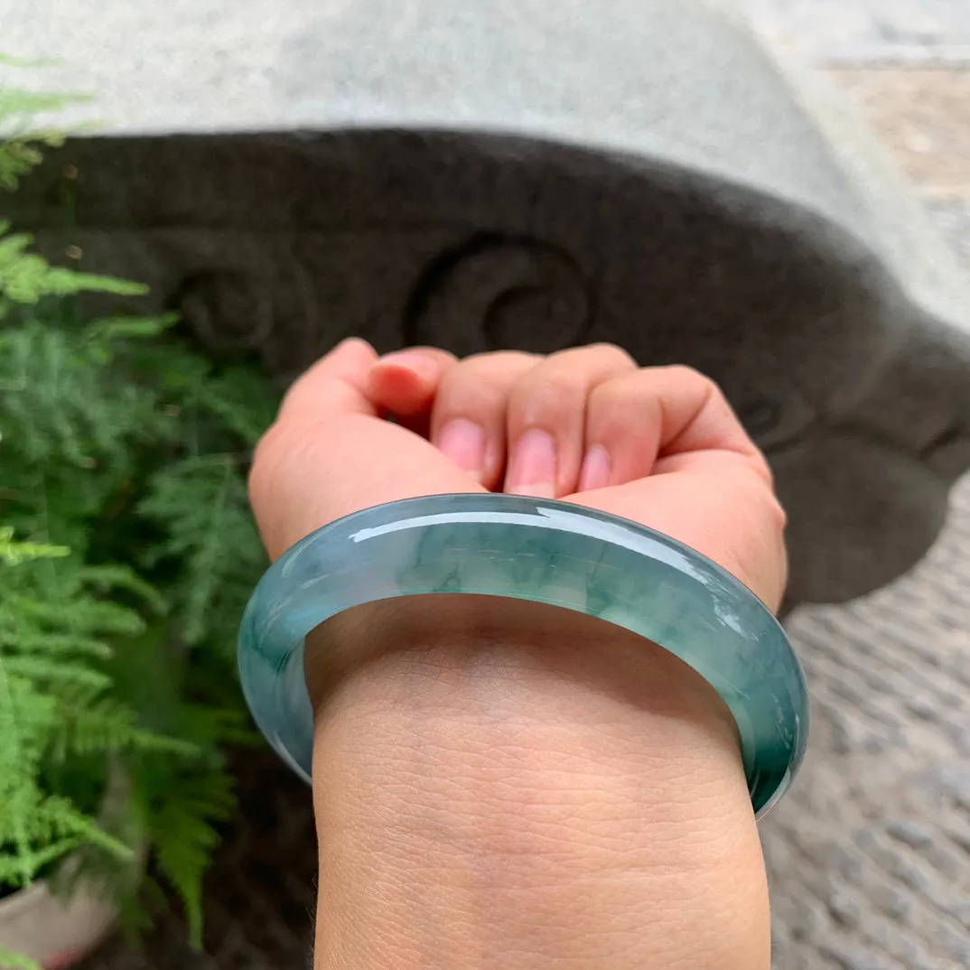 圈口 57-48.5-12.5-7.8【冰种飘花贵妃手镯】贵妃57 58可戴